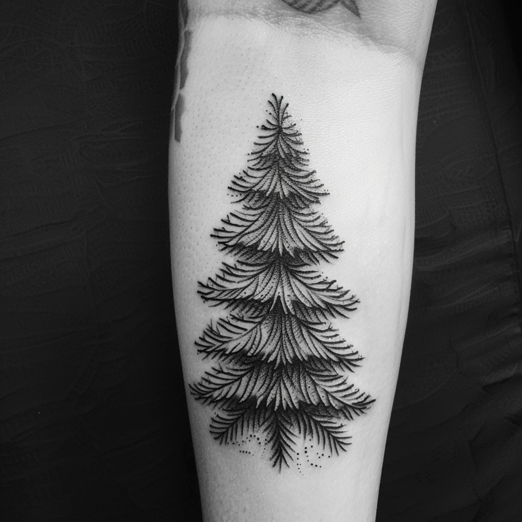 minimalist christmas tree black and white christmas tattoo ideas