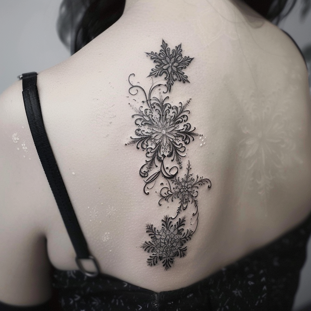 Snowflakes Black and White Tattoo Idea