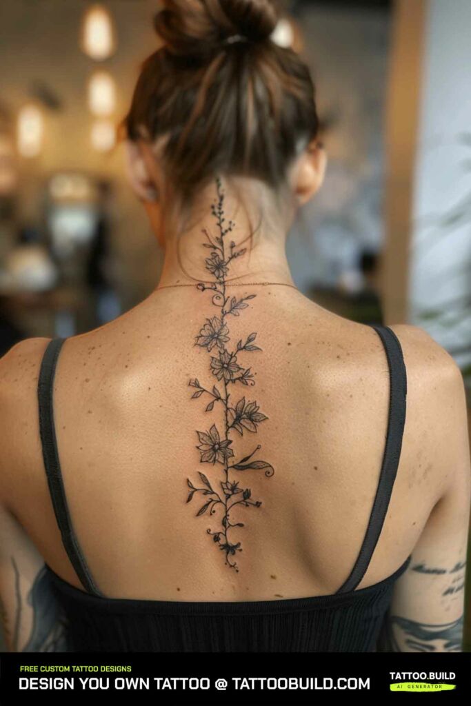 Stunning Women's Vine Spine Tattoo