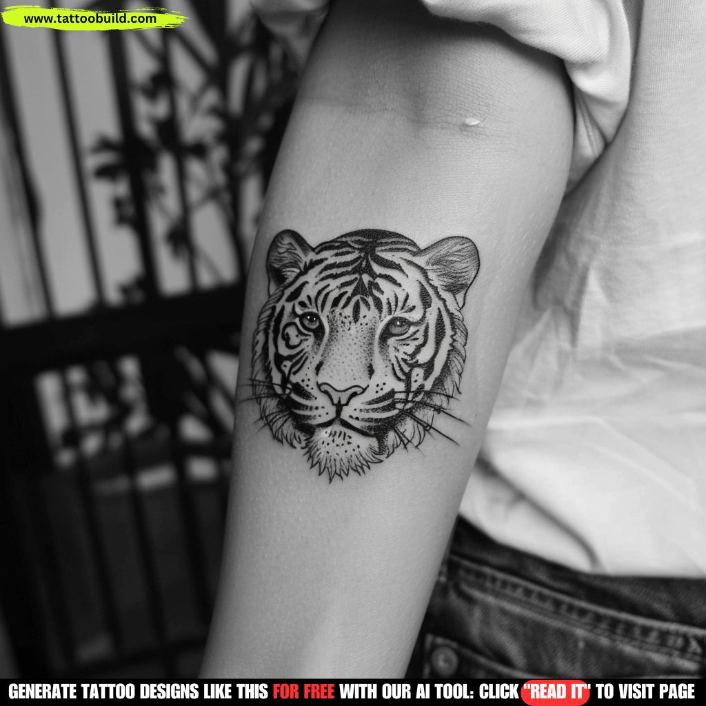 tiger minimalist arm tattoos for female