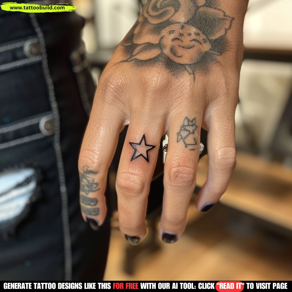 cute star finger tattoo designs