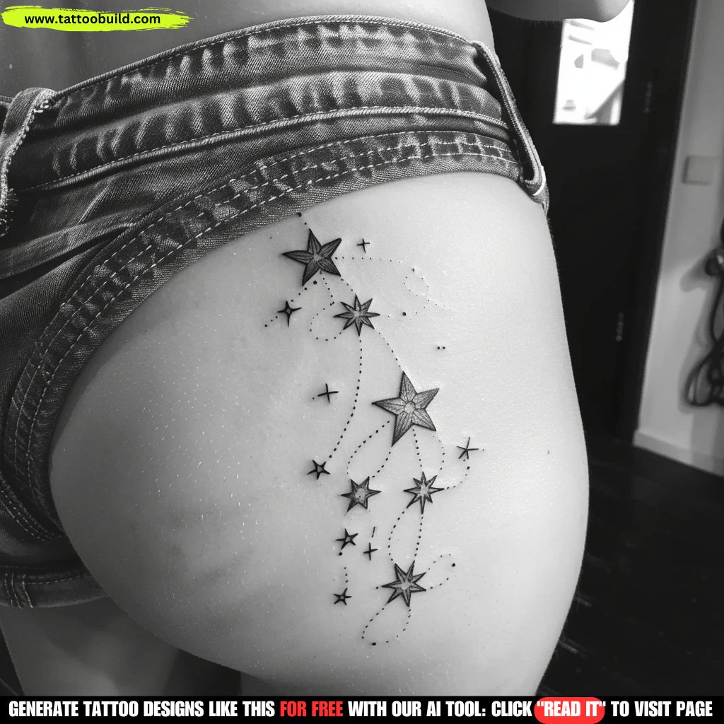 beautiful star tattoo designs for the hip