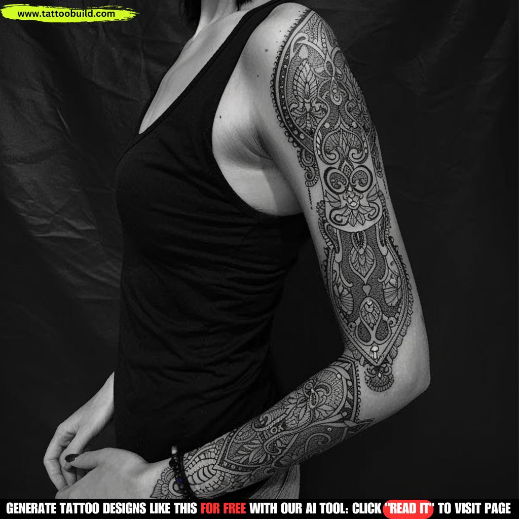 traditional sleeve tattoo for women