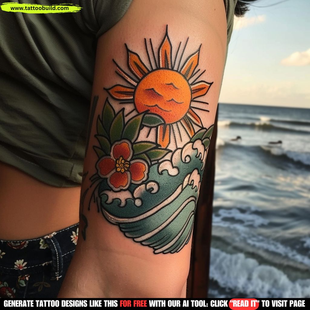 ladies summer sun tattoo