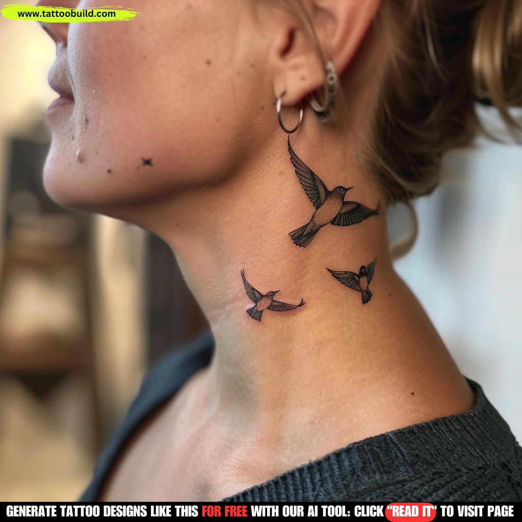 bird neck tattoos for women
