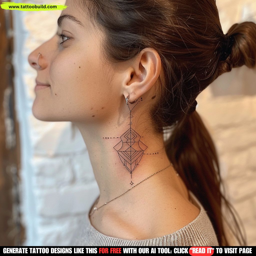 geometric neck tattoos for women