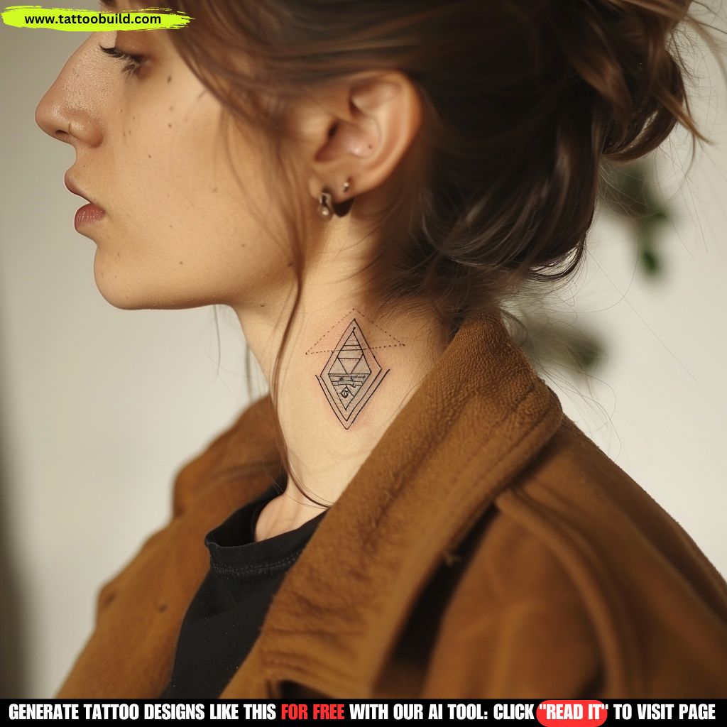 geometric neck tattoo design for women