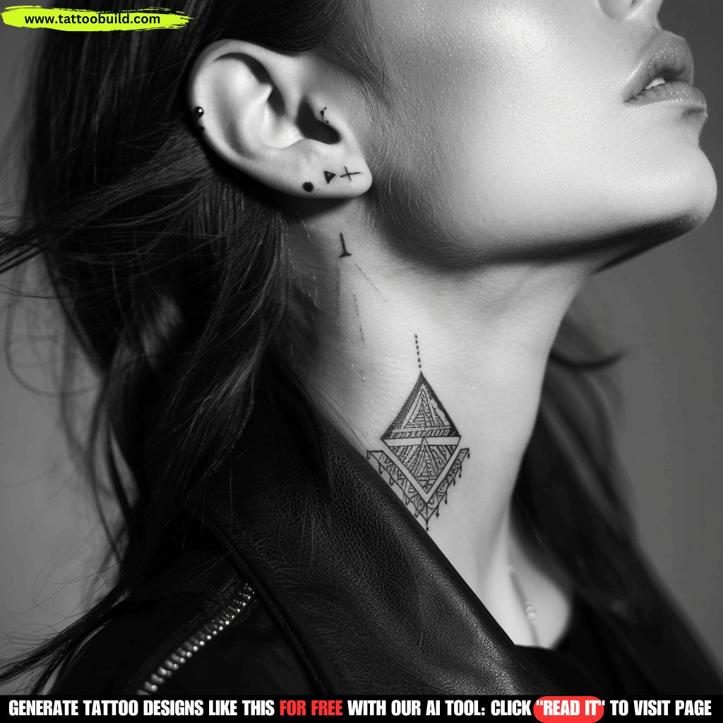 geometric neck tattoo
