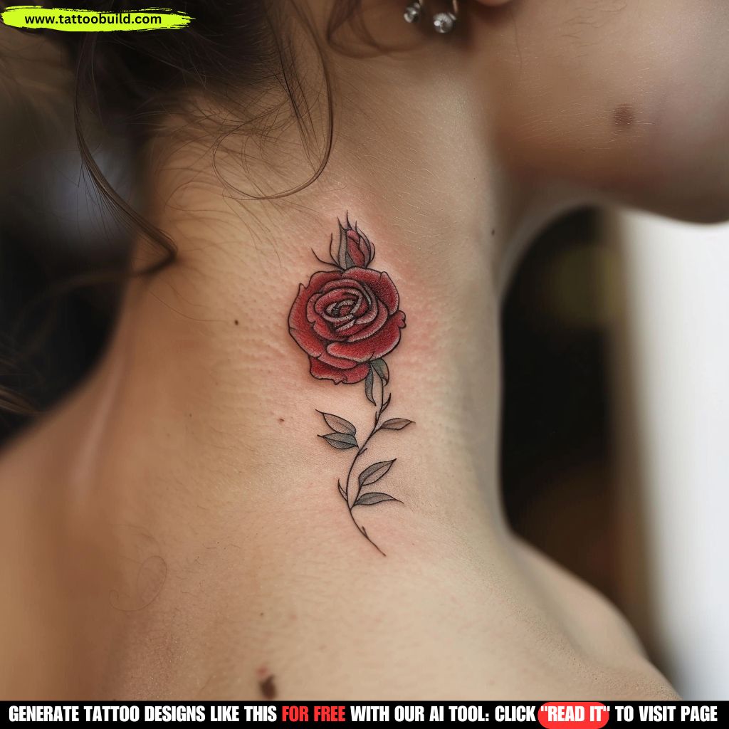 flower neck tattoos for ladies 
