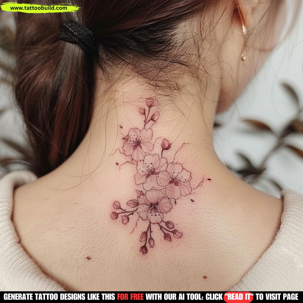 flower pack neck tattoos for ladies