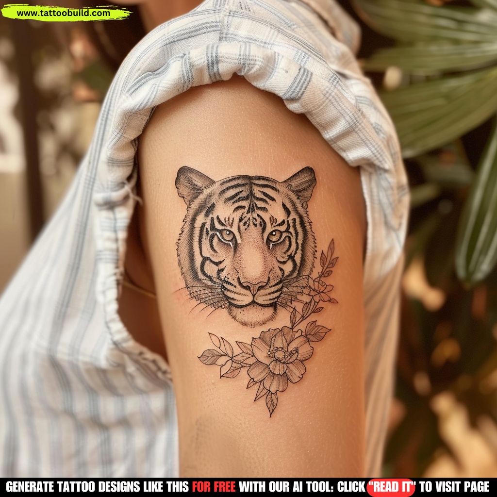 cute iminimalist tiger tattoo for women