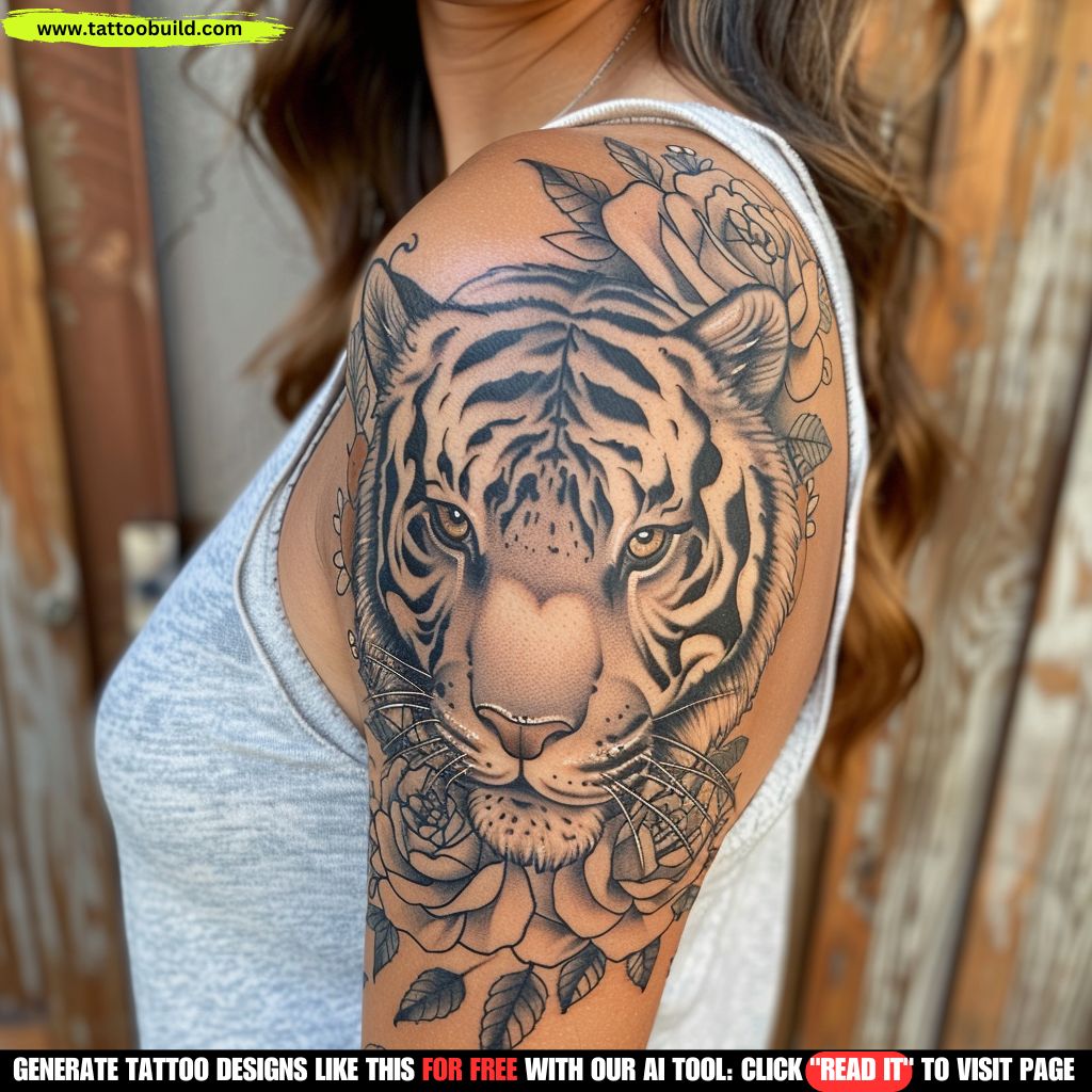 tiger shoulder tattoos for women