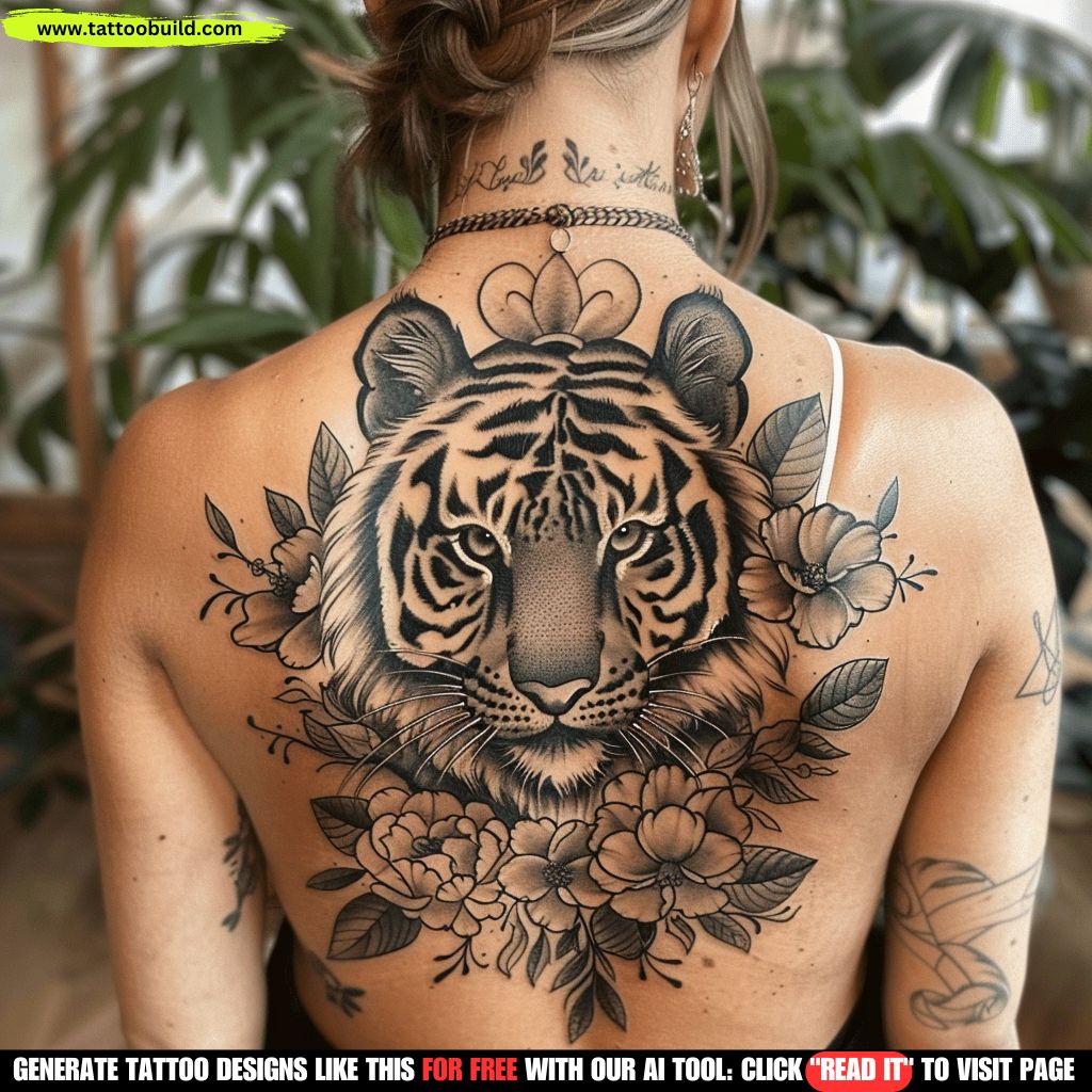 neo-traditional tiger tattoo black ink 