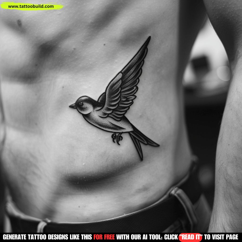 traditional swallow tattoo black and gray