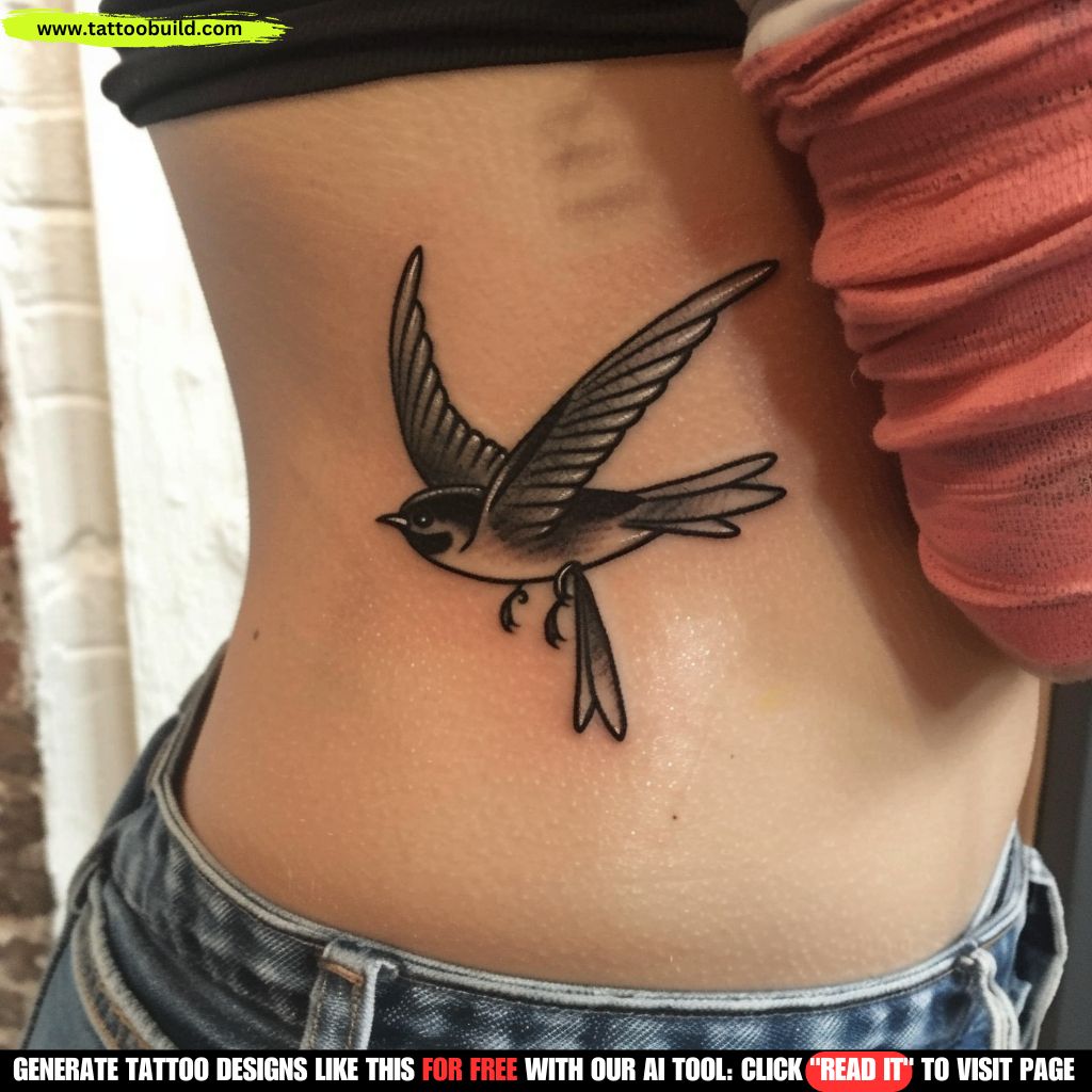 traditional swallow tattoo black and gray