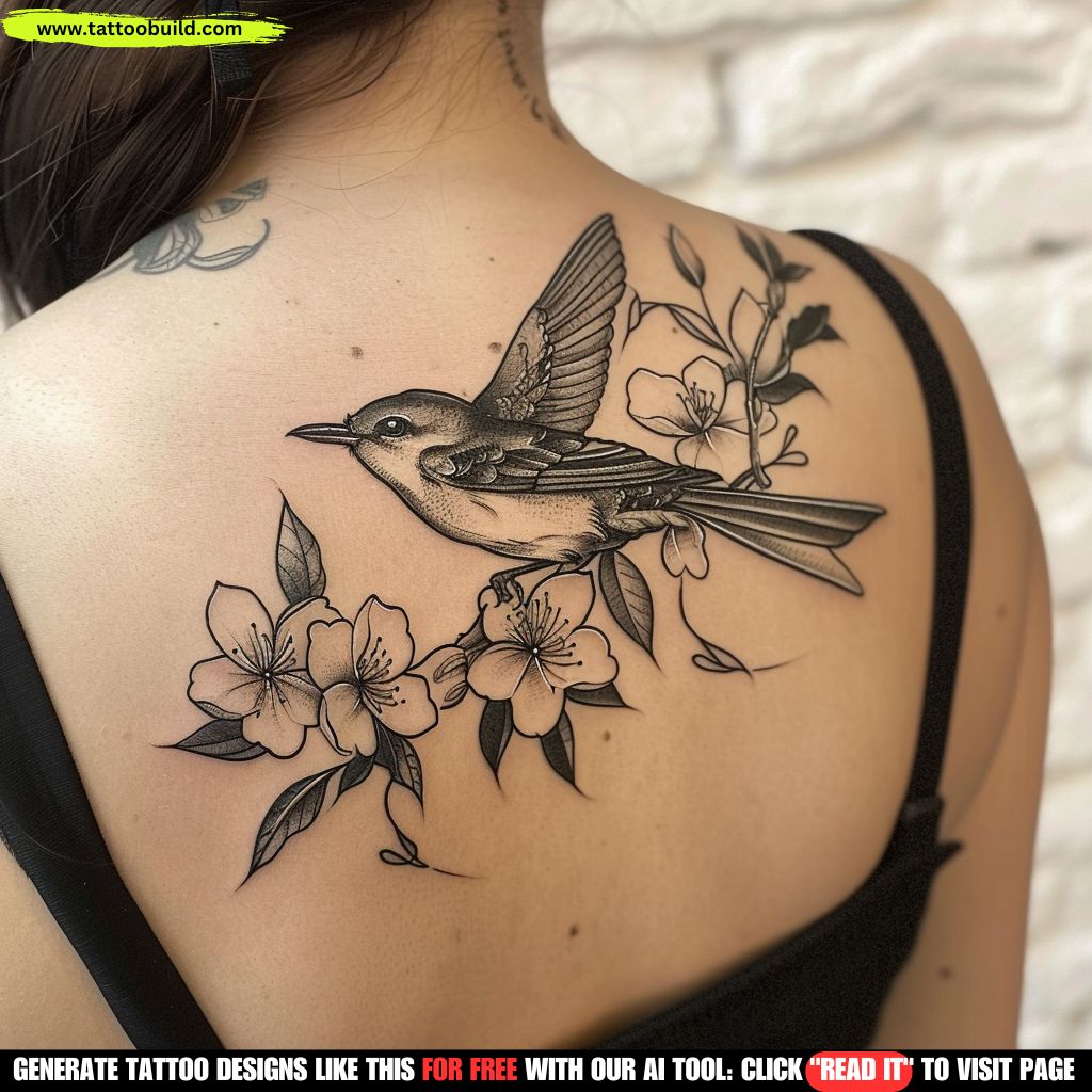 black and gray swallow  traditional tattoo