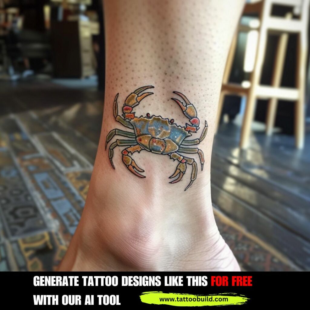 ankle crab tattoo