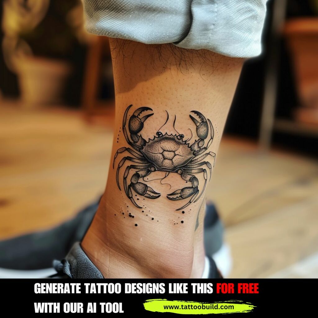 ankle crab tattoo