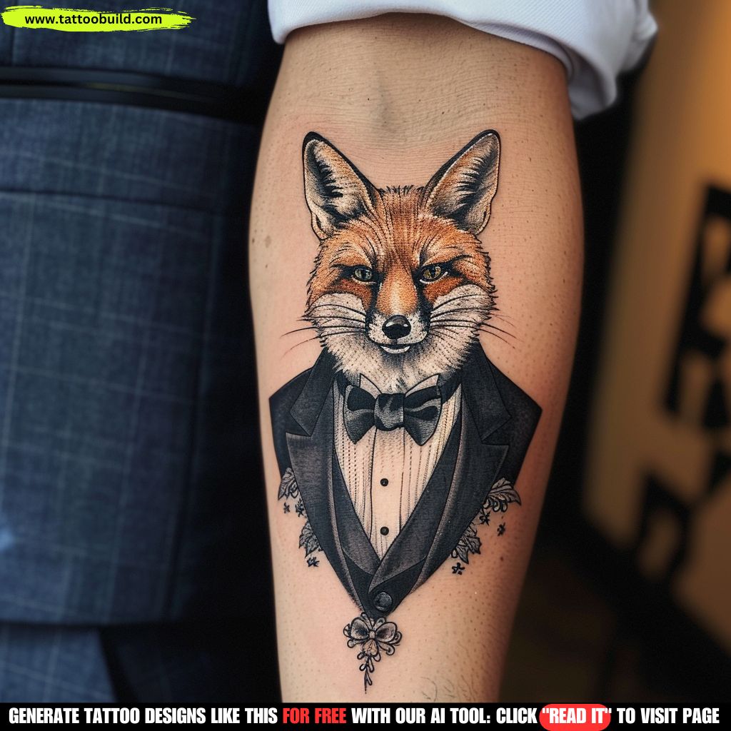 fox on tuxedo tattoo