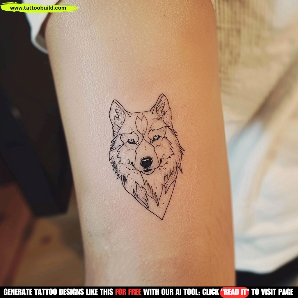 minimalist wolf tattoo design