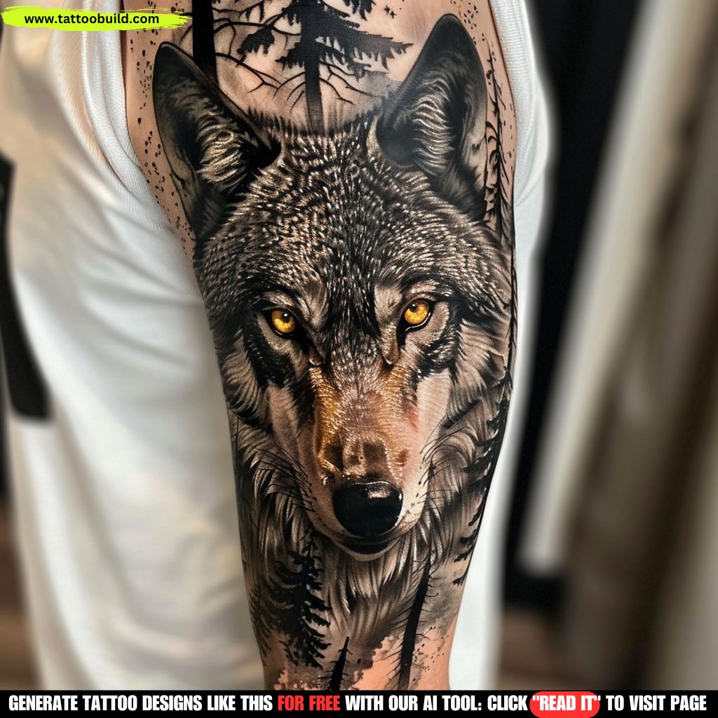 realistic wolf tattoo design