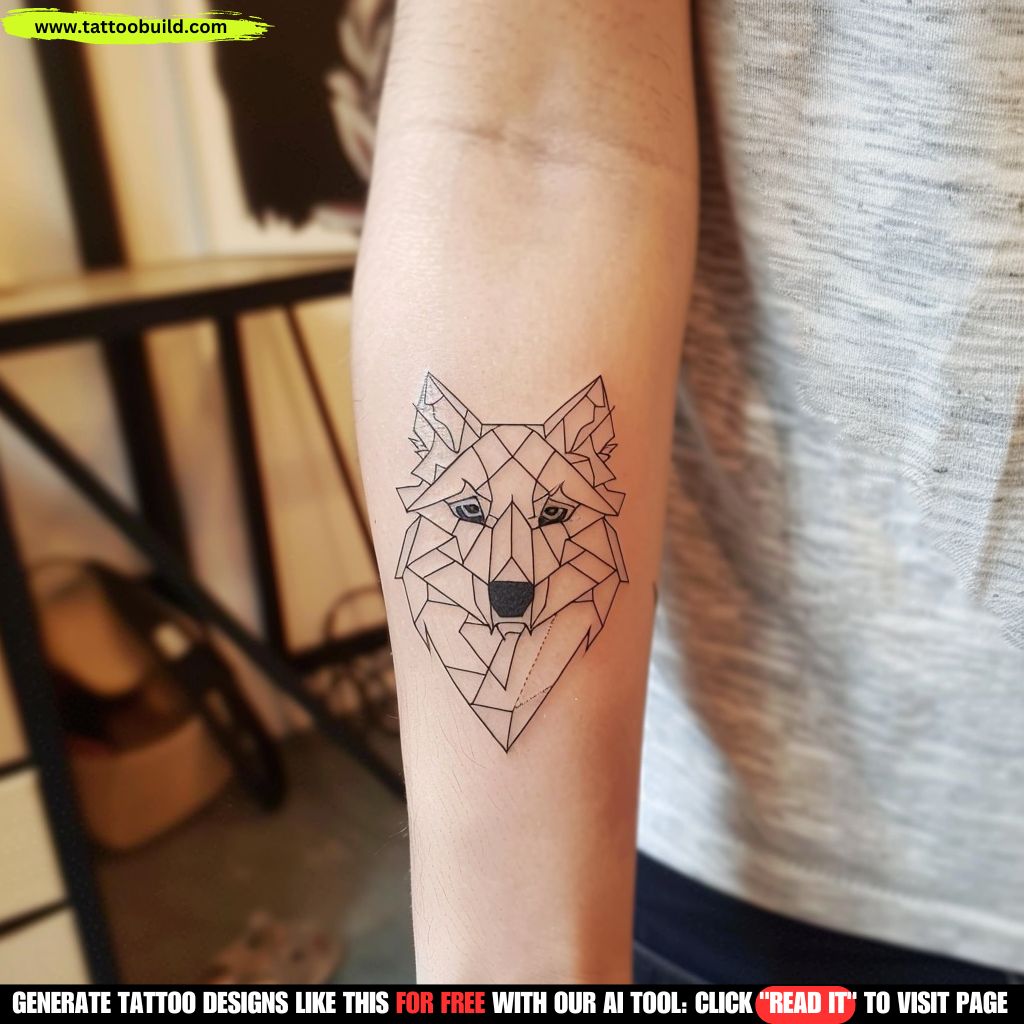 geometric wolf tattoo design ideas