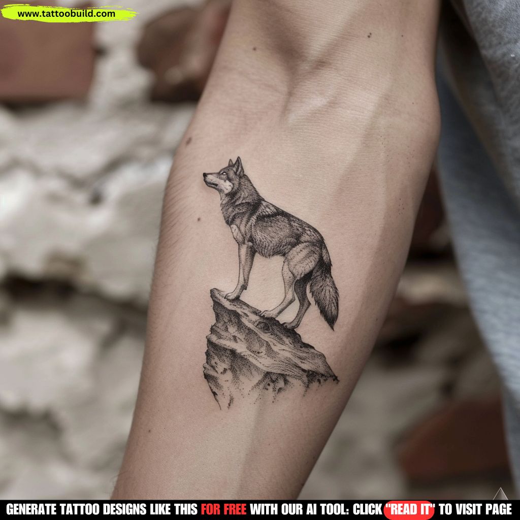 lone wolf tattoo on the forearm