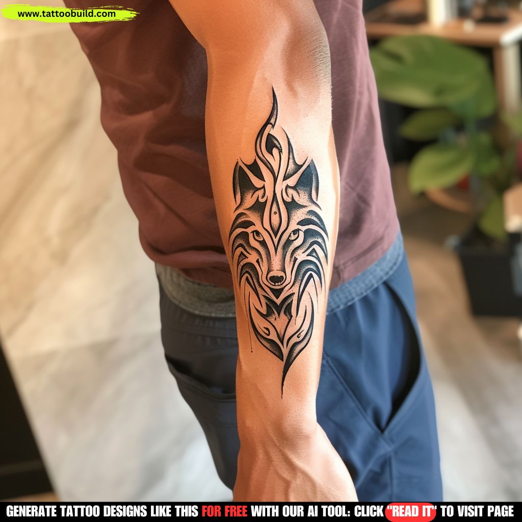 tribal wolf tattoo design