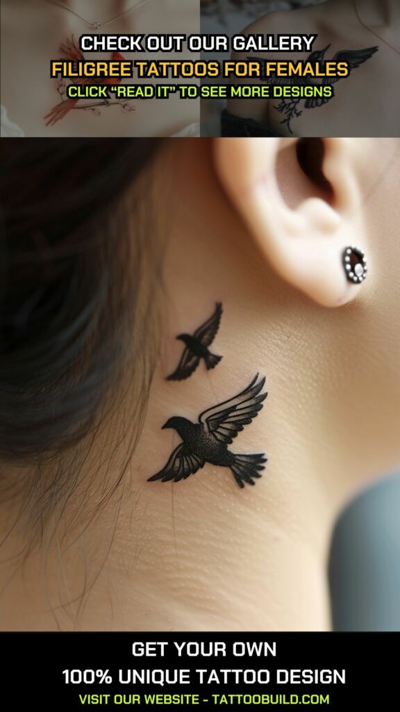 bird tattoo on neck female