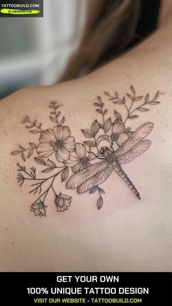 dragonfly shoulder tattoo for women