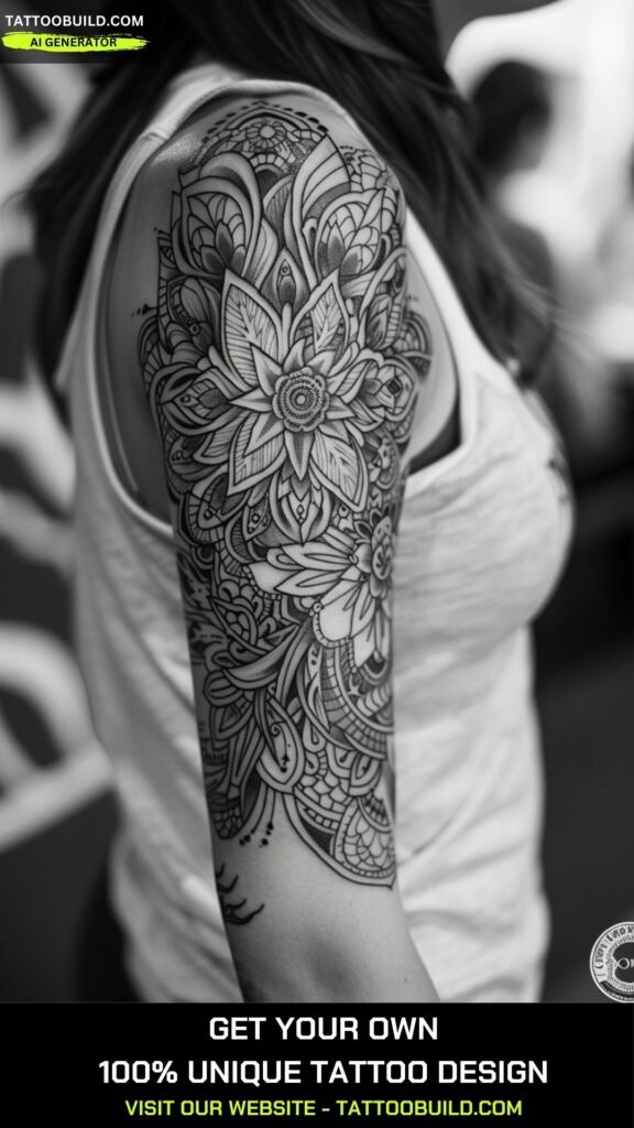 mandala half sleeve tattoo for girls