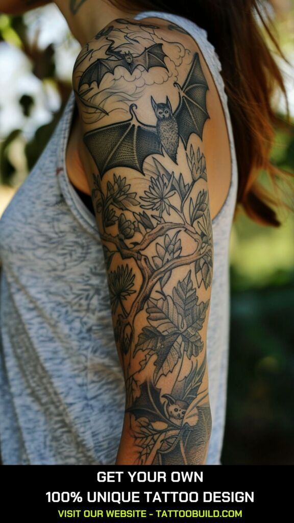Bat  sleeve tattoos design idea