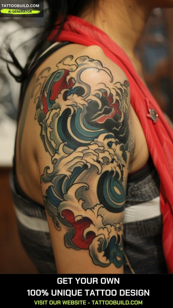 wave shoulder tattoo