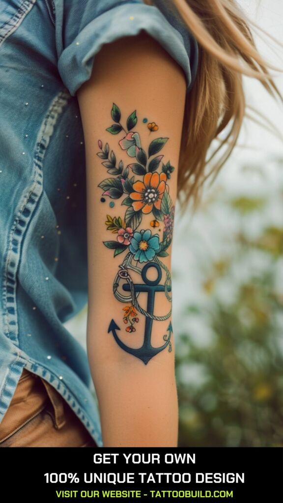 anchor and flower lush tattoo