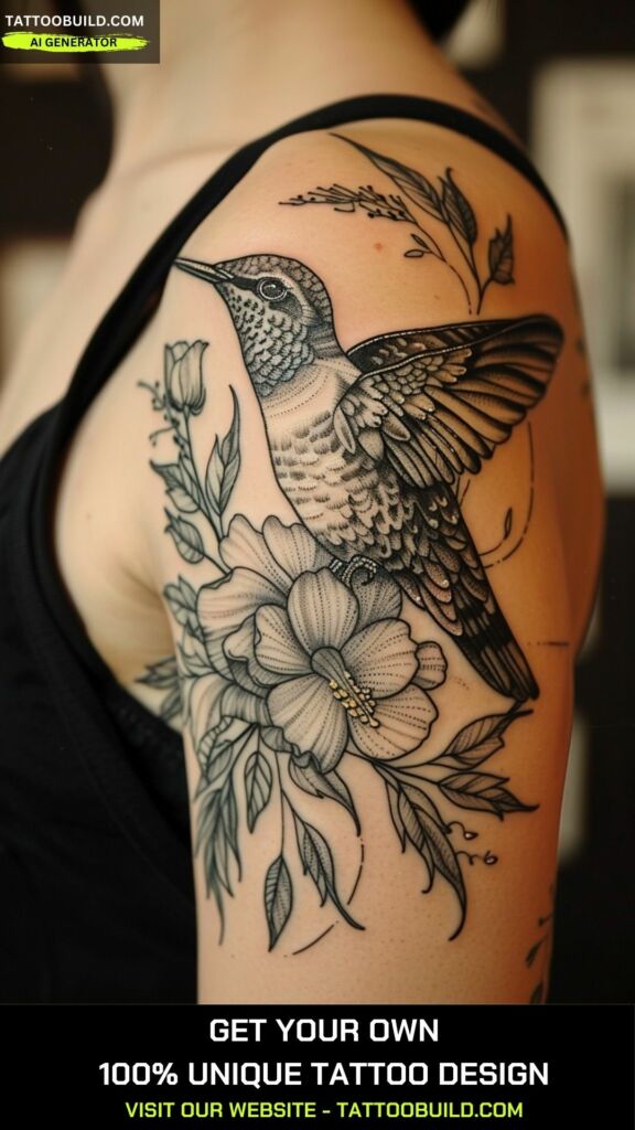 hummingbird shoulder tattoo