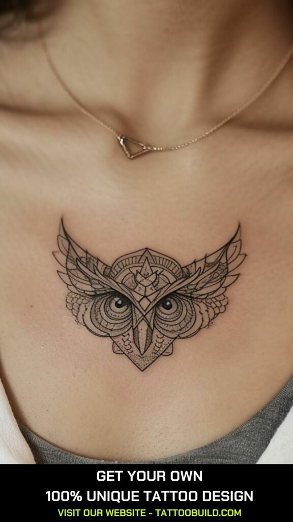 Owl Bird Chest Tattoos Females