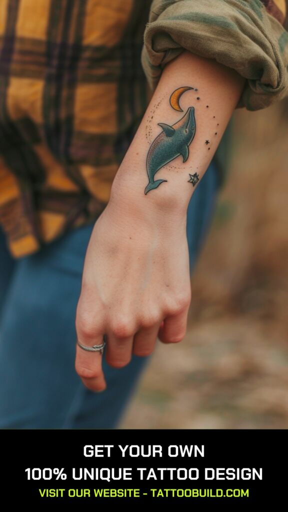 moon dolphin tattoos for females