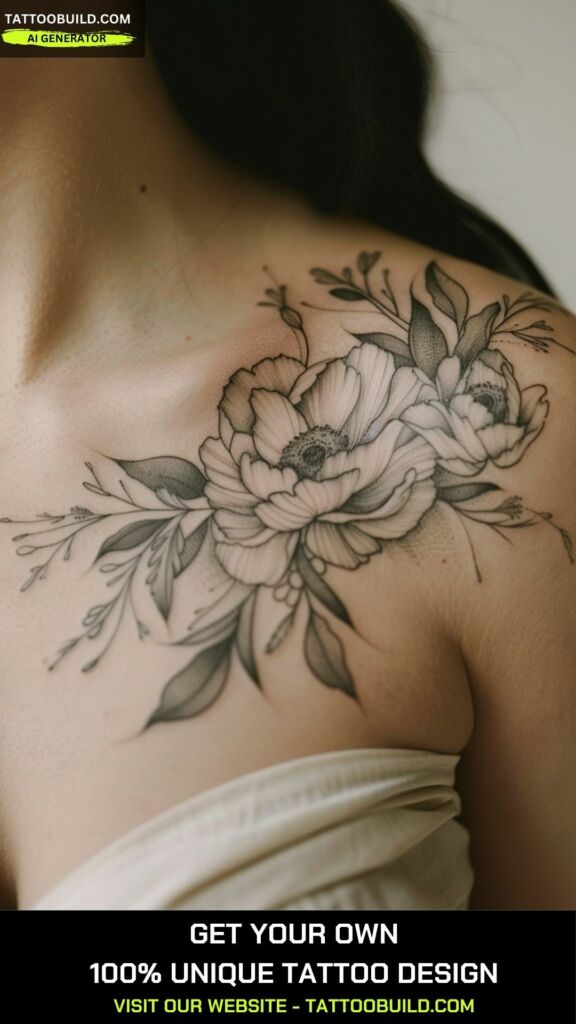 classy front shoulder tattoo for females 