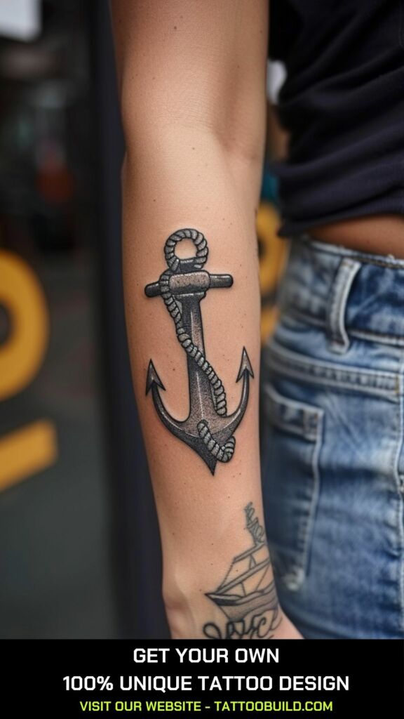 realistic anchor tattoo for females