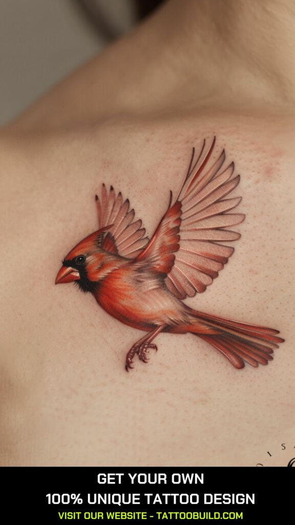 Red Bird Chest Tattoos Females