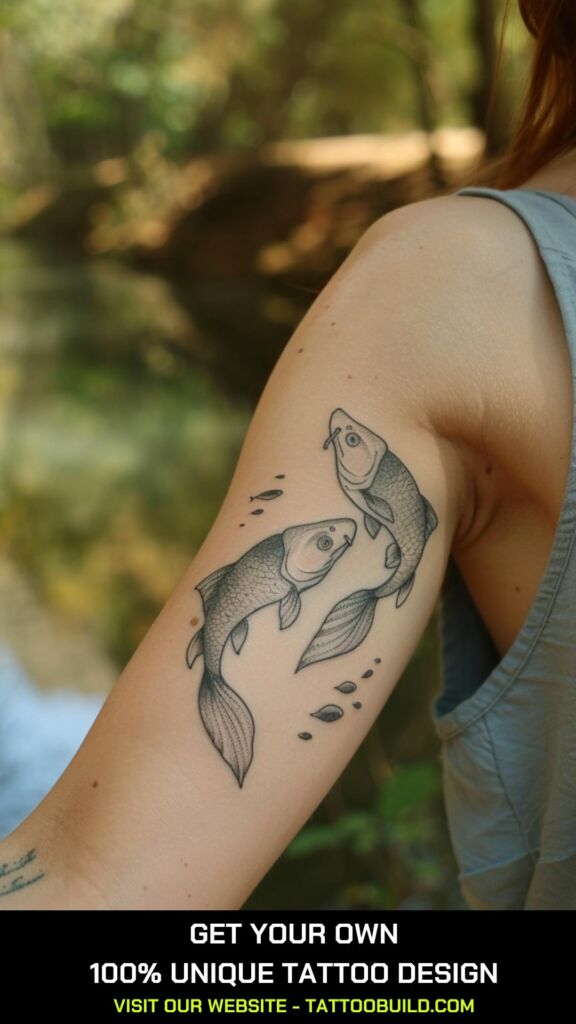 fish bicep tattoo for female 
