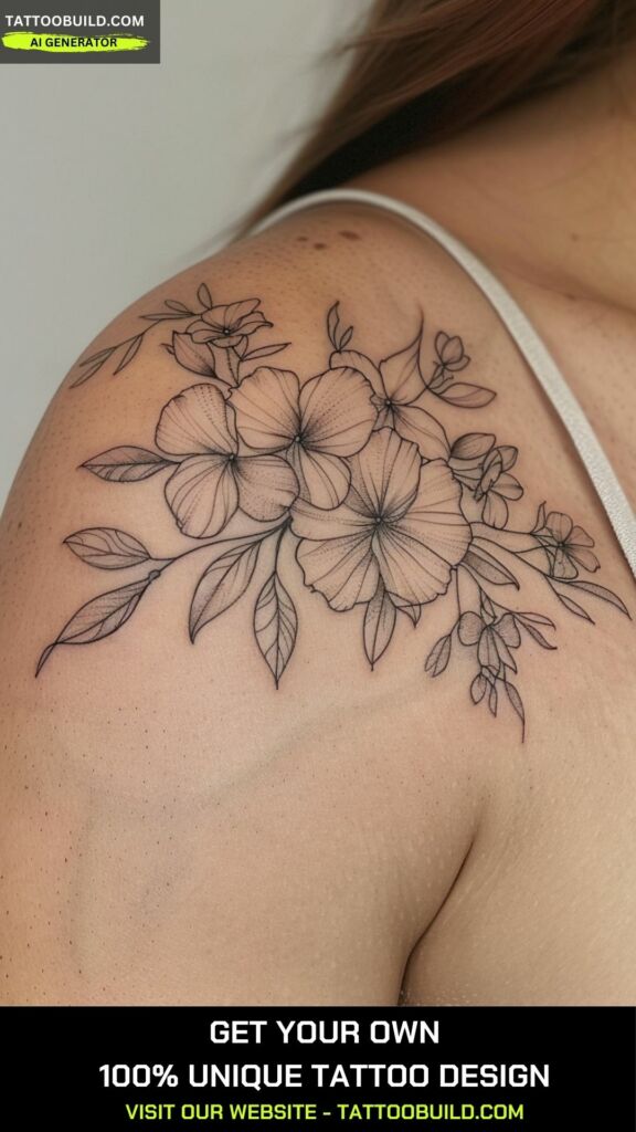 classy flower tattoo for women on the shoulder