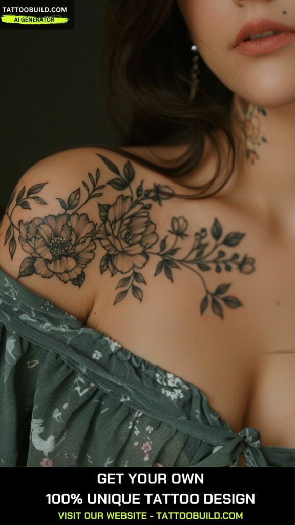 gorgeous female shoulder tattoo idea 
