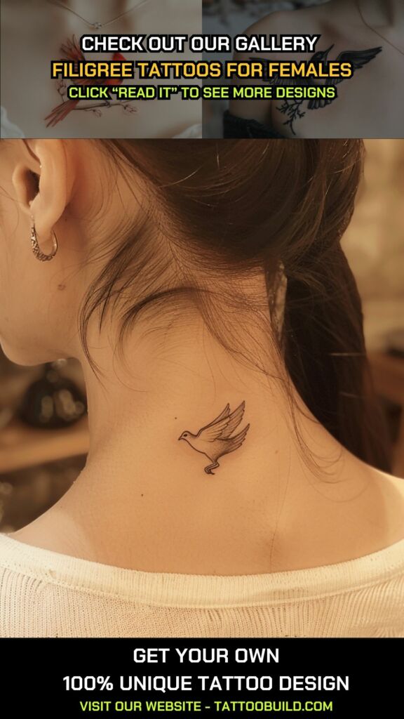 dove bird tattoo on neck female