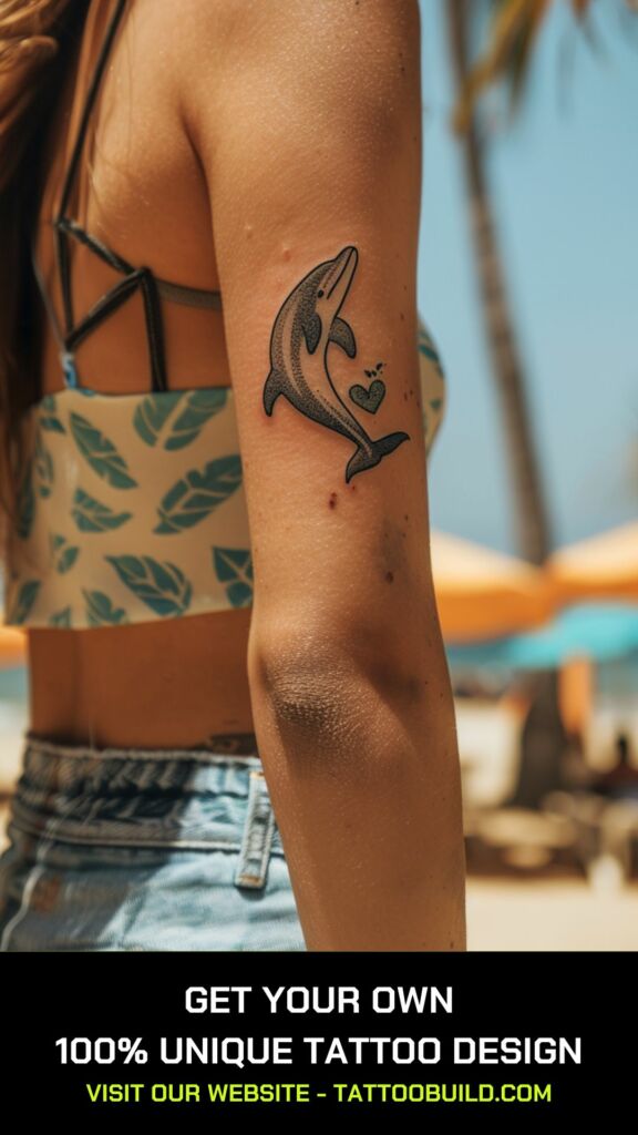 dolphin and heart tattoos for females