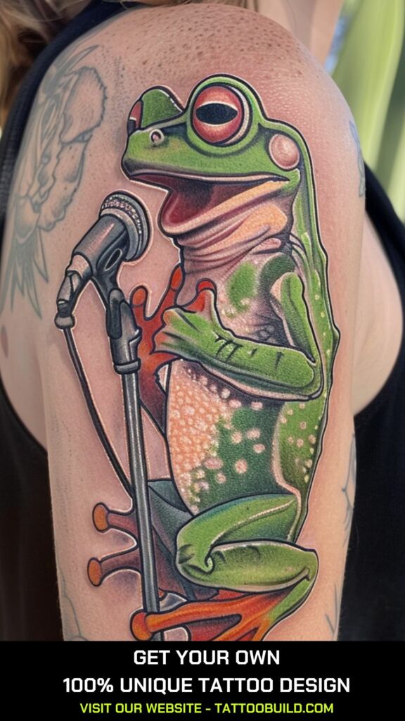 frog bicep tattoo for female 