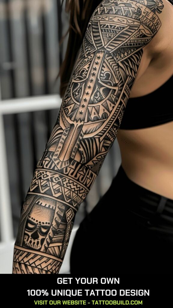 aztec sleeve tattoo for women