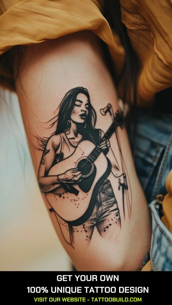singer bicep tattoo for females