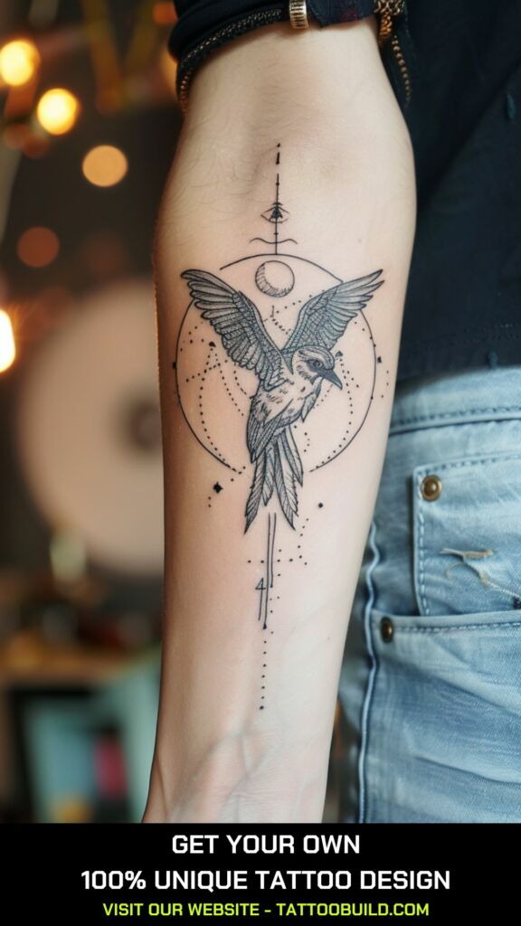 Gemini symbol and bird tattoo idea