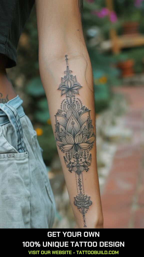 Filigree lotus tattoo for females
